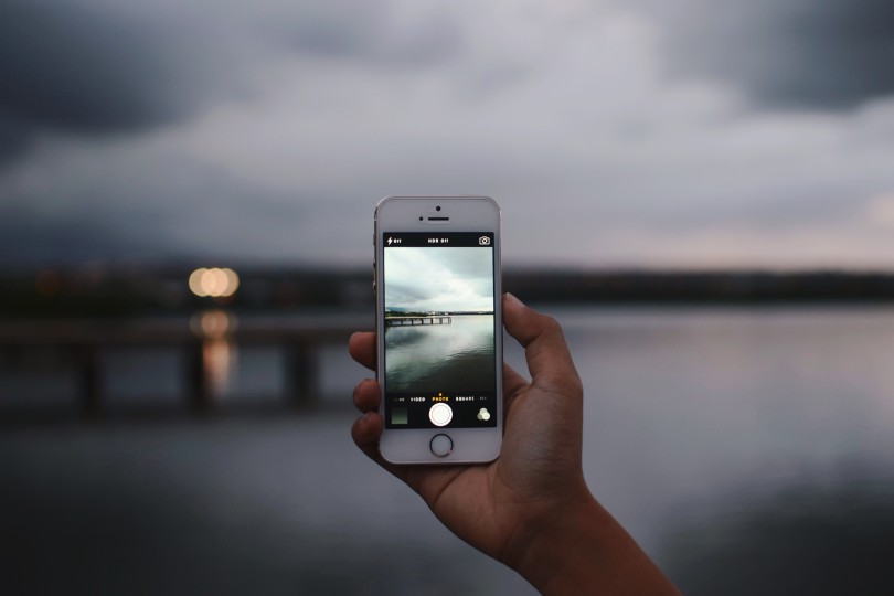 iPhone Taking Night Water Photo