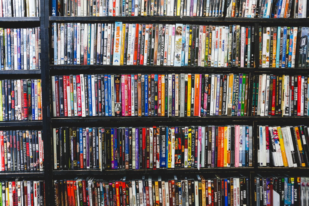 Shelf of DVDs